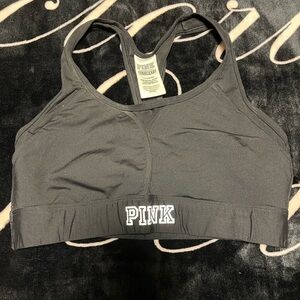 Victoria's Secret PINK Ultimate Reflective Logo Women's Black Mesh Sports Bra